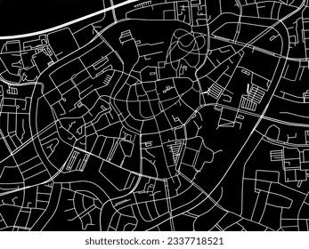 Vector city map of Breda Centrum in the Netherlands with white roads isolated on a black background.