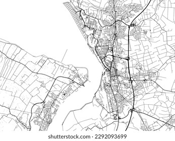 Vector city map of Bremerhaven in the Germany with black roads isolated on a white background.