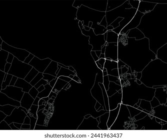 Vector city map of Bremerhaven in the Germany with white roads isolated on a black background.
