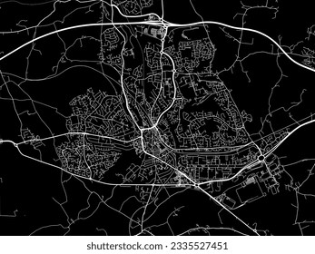 Vector city map of Bridgend in the United Kingdom with white roads isolated on a black background.