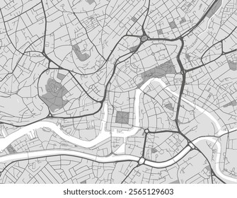 Vector city map of Bristol Center in the United Kingdom with black roads isolated on a grey background.