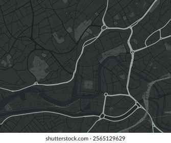 Vector city map of Bristol Center in the United Kingdom with white roads isolated on a grey background.