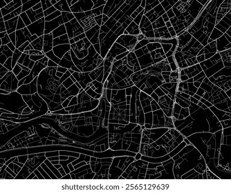 Vector city map of Bristol Center in the United Kingdom with white roads isolated on a black background.