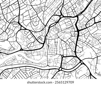 Vector city map of Bristol Center in the United Kingdom with black roads isolated on a white background.