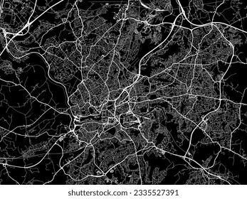 Vector city map of Bristol in the United Kingdom with white roads isolated on a black background.