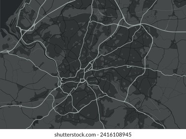 Mapa vectorial de Bristol en el Reino Unido con carreteras blancas aisladas en un fondo gris.