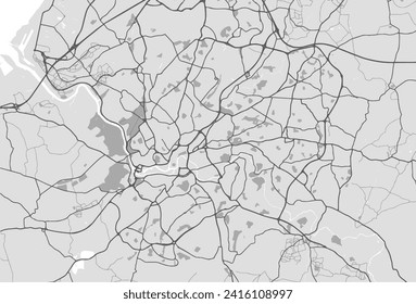 Mapa vectorial de Bristol en el Reino Unido con carreteras negras aisladas en un fondo gris.