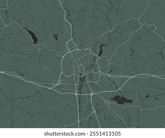 Vector city map of Brno in the Czech Republic with white roads isolated on a green background.