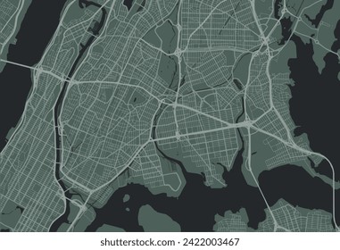 Vector city map of The Bronx New York in the United Stated of America with white roads isolated on a green background