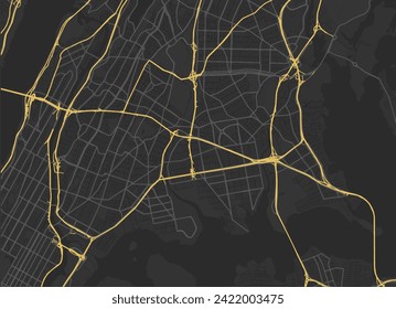 Vector city map of The Bronx New York in the United Stated of America with yellow roads isolated on a brown background.