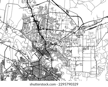 Stadtplan von Brownsville Texas in den Vereinigten Staaten von Amerika mit schwarzen Straßen einzeln auf weißem Hintergrund.