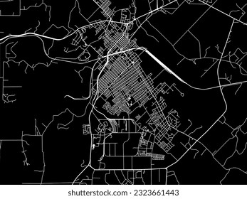 Mapa de la ciudad vectorial de Brownwood Texas en los Estados Unidos de América con caminos blancos aislados en un fondo negro.