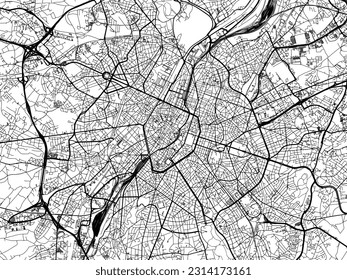 Vector city map of Brussel in Belgium with black roads isolated on a white background.