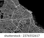 Vector city map of Buenos Aires in Argentina with white roads isolated on a black background.