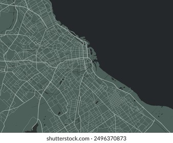 Vector city map of Buenos Aires in Argentina with white roads isolated on a green background.