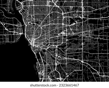 Vector city map of Buffalo New York in the United States of America with white roads isolated on a black background.