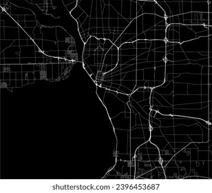 Vector city map of Buffalo New York in the United States of America with white roads isolated on a black background.