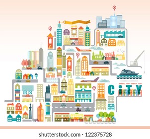 Vector city map with building.