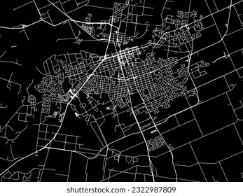 Vector city map of Bundaberg in Australia with white roads isolated on a black background.