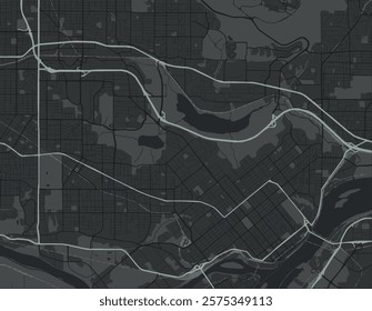 Vector city map of Burnaby British Columbia in Canada with white roads isolated on a grey background.