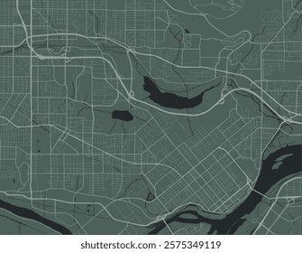 Vector city map of Burnaby British Columbia in Canada with white roads isolated on a green background.