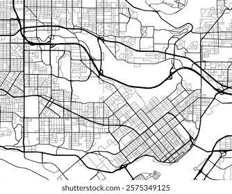 Vector city map of Burnaby British Columbia in Canada with black roads isolated on a white background.