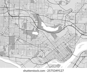 Vector city map of Burnaby British Columbia in Canada with black roads isolated on a grey background.