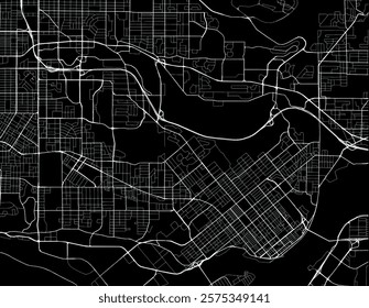 Vector city map of Burnaby British Columbia in Canada with white roads isolated on a black background.