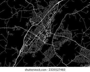 Vector city map of Burton-on-Trent in the United Kingdom with white roads isolated on a black background.