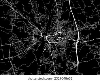 Vector city map of Bury in the United Kingdom with white roads isolated on a black background.