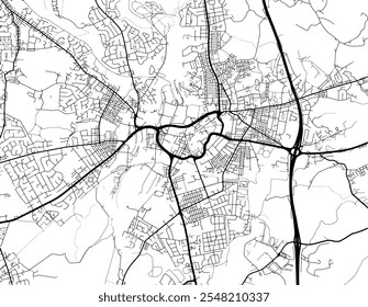 Vector city map of Bury in the United Kingdom with black roads isolated on a white background