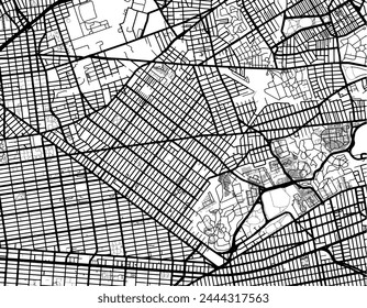Vector city map of Bushwick New York in the United States of America with black roads isolated on a white background.