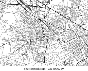 Mapa vectorial de la ciudad de Busto Arsizio en Italia con carreteras negras aisladas en un fondo blanco.