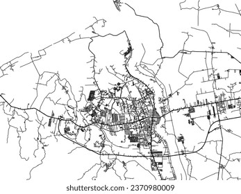 Vector city map of Butuan in the Philippines with black roads isolated on a white background.
