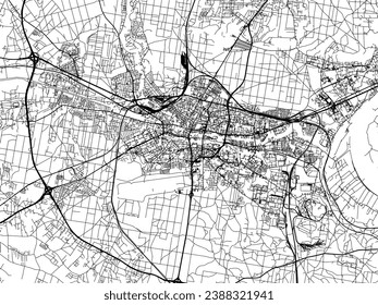 Vector city map of Bydgoszcz in Poland with black roads isolated on a white background.