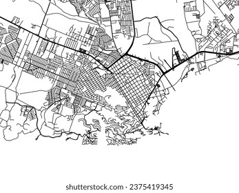 Mapa vectorial de Cabo San Lucas en México con carreteras negras aisladas en un fondo blanco.