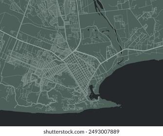 Mapa de la ciudad de Vector de Cabo San Lucas en México con carreteras blancas aisladas sobre un fondo verde.