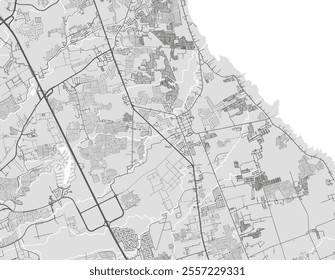 Vector city map of Cabuyao in the Philippines with black roads isolated on a grey background.