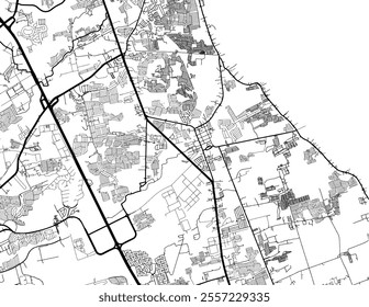 Vector city map of Cabuyao in the Philippines with black roads isolated on a white background.