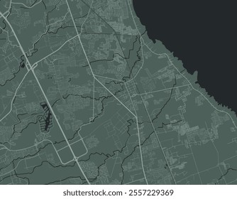 Vector city map of Cabuyao in the Philippines with white roads isolated on a green background.