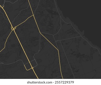 Vector city map of Cabuyao in the Philippines with yellow roads isolated on a brown background.