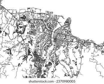 Stadtplan von Cagayan de Oro auf den Philippinen mit schwarzen Straßen einzeln auf weißem Hintergrund.