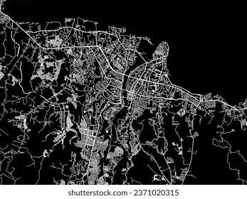 Stadtplan von Cagayan de Oro auf den Philippinen mit weißen Straßen einzeln auf schwarzem Hintergrund.