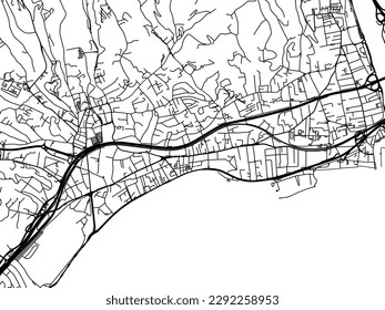 Vector city map of Cagnes-sur-Mer in the France with black roads isolated on a white background.