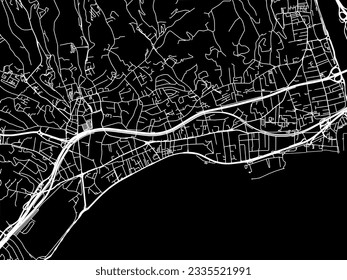 Vector city map of Cagnes-sur-Mer in France with white roads isolated on a black background.