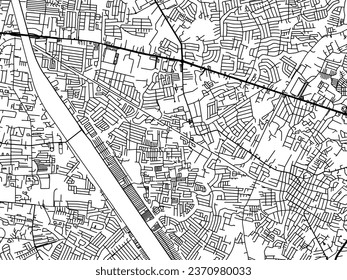 Vector city map of Cainta in the Philippines with black roads isolated on a white background.