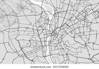 Vector city map of Cairo in Egypt with black roads isolated on a grey background.