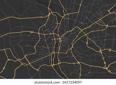 Vector city map of Cairo in Egypt with yellow roads isolated on a brown background.