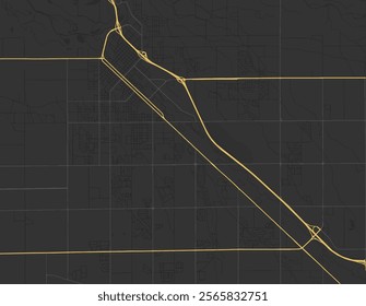 Vector city map of Caldwell Idaho in the United States of America with yellow roads isolated on a brown background.