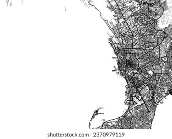 Vector city map of Caloocan City in the Philippines with black roads isolated on a white background.
